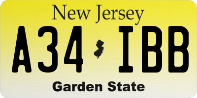 NJ license plate A34IBB
