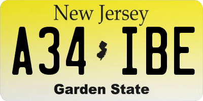 NJ license plate A34IBE