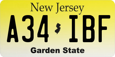 NJ license plate A34IBF