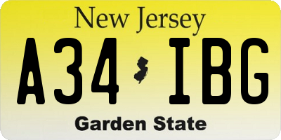 NJ license plate A34IBG