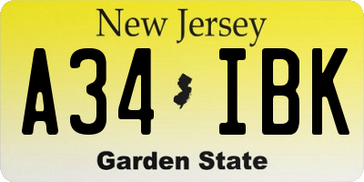 NJ license plate A34IBK