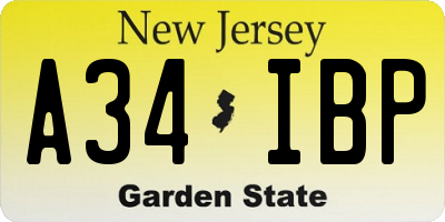 NJ license plate A34IBP