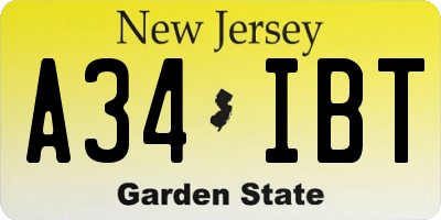 NJ license plate A34IBT