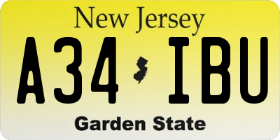 NJ license plate A34IBU