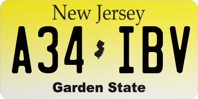 NJ license plate A34IBV