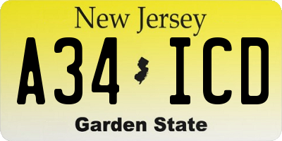NJ license plate A34ICD