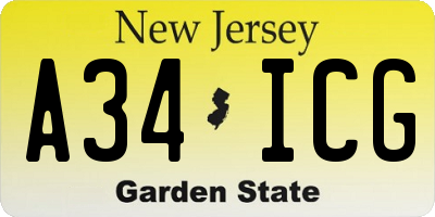 NJ license plate A34ICG
