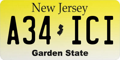 NJ license plate A34ICI