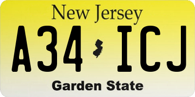 NJ license plate A34ICJ