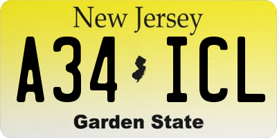 NJ license plate A34ICL