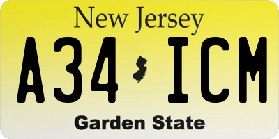 NJ license plate A34ICM