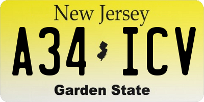 NJ license plate A34ICV