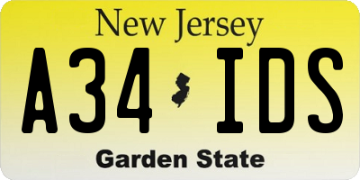 NJ license plate A34IDS