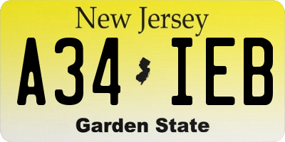 NJ license plate A34IEB