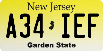 NJ license plate A34IEF