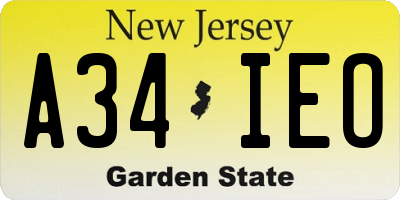 NJ license plate A34IEO