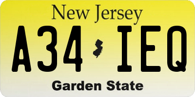 NJ license plate A34IEQ