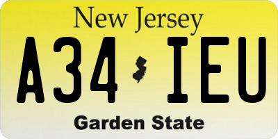 NJ license plate A34IEU
