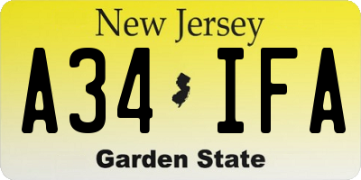 NJ license plate A34IFA