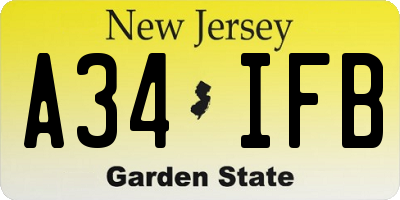 NJ license plate A34IFB