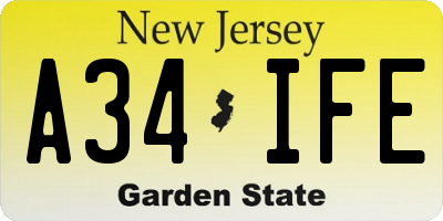 NJ license plate A34IFE