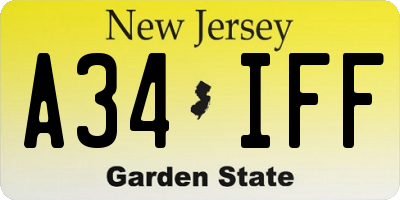 NJ license plate A34IFF