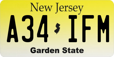 NJ license plate A34IFM