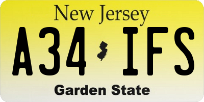 NJ license plate A34IFS