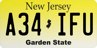 NJ license plate A34IFU