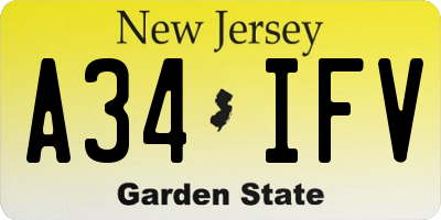 NJ license plate A34IFV