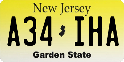 NJ license plate A34IHA