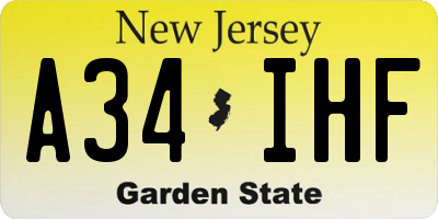 NJ license plate A34IHF