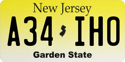 NJ license plate A34IHO