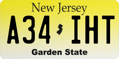 NJ license plate A34IHT