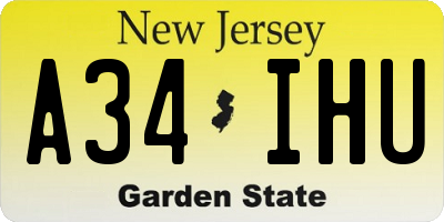 NJ license plate A34IHU
