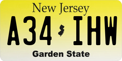 NJ license plate A34IHW