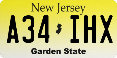 NJ license plate A34IHX