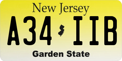 NJ license plate A34IIB