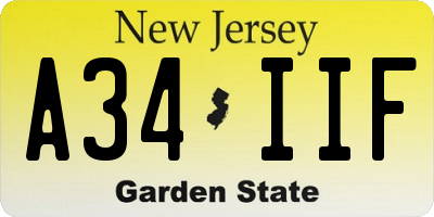 NJ license plate A34IIF