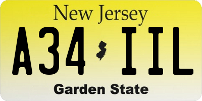 NJ license plate A34IIL