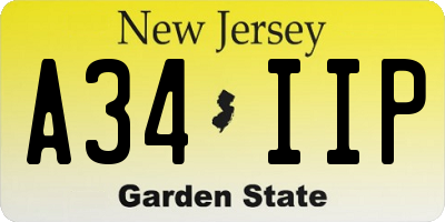 NJ license plate A34IIP