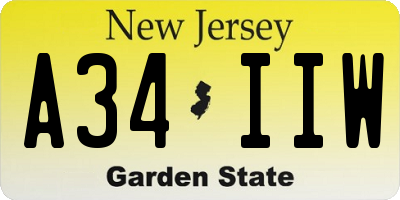 NJ license plate A34IIW
