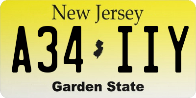 NJ license plate A34IIY