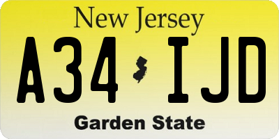 NJ license plate A34IJD