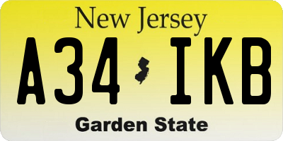 NJ license plate A34IKB