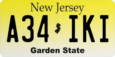 NJ license plate A34IKI