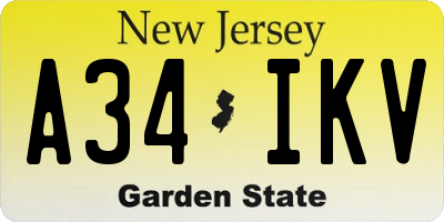 NJ license plate A34IKV