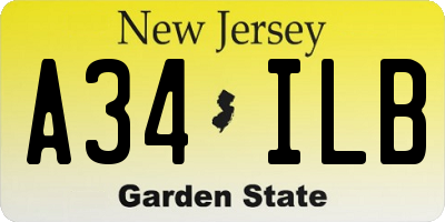 NJ license plate A34ILB