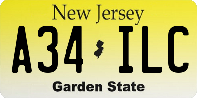 NJ license plate A34ILC