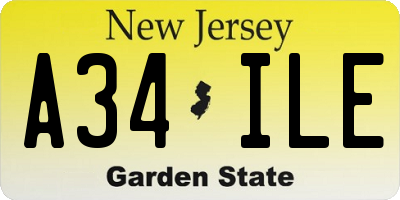 NJ license plate A34ILE
